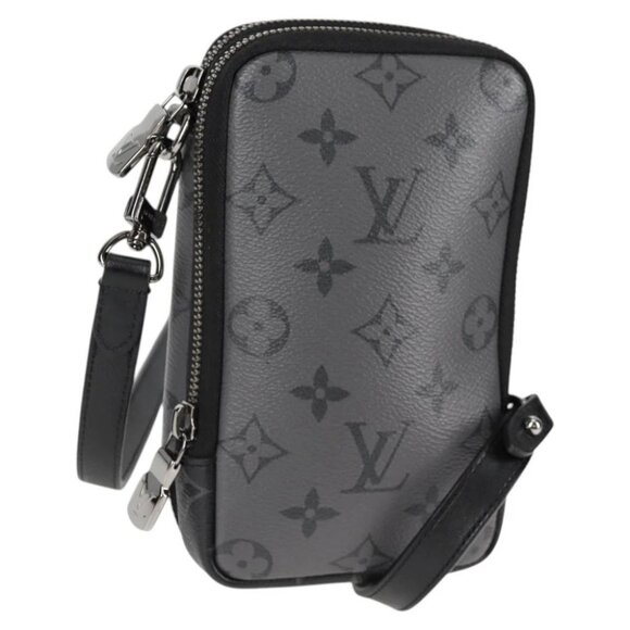 LOUIS VUITTON Monogram Eclipse Double Phone Pouch Gray - Picture 1 of 15